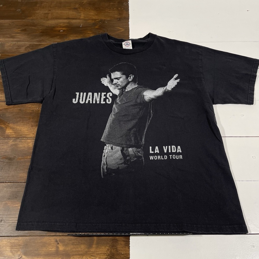 Vintage Juanes La Vida World Tour Black T-Shirt Mens Size XL